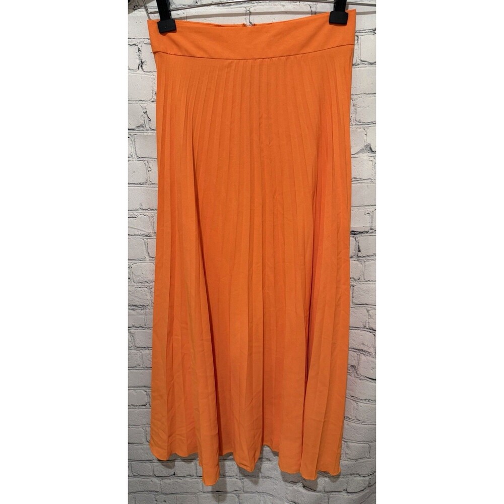 River Island pleated midi skirt in orange Size 6